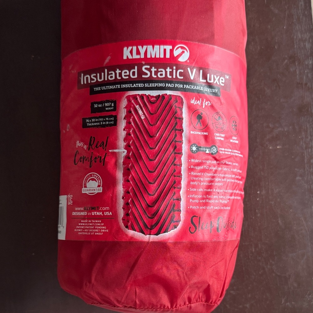 Klymit Insulated Static V Luxe Sleeping Pad - Red